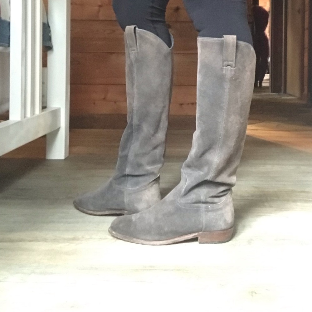 Tall Frye Dorado Low, slouch or tall. Grey 8.5
